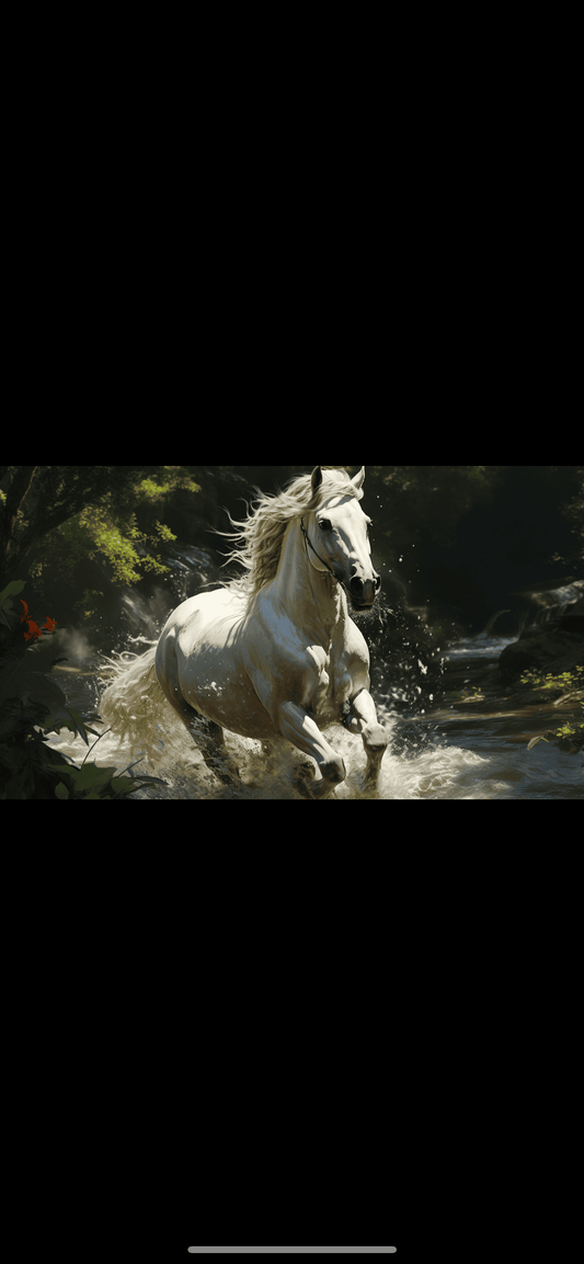 Running White horse