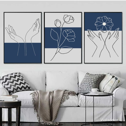 Blue & White Wall Frame - Set of Three
