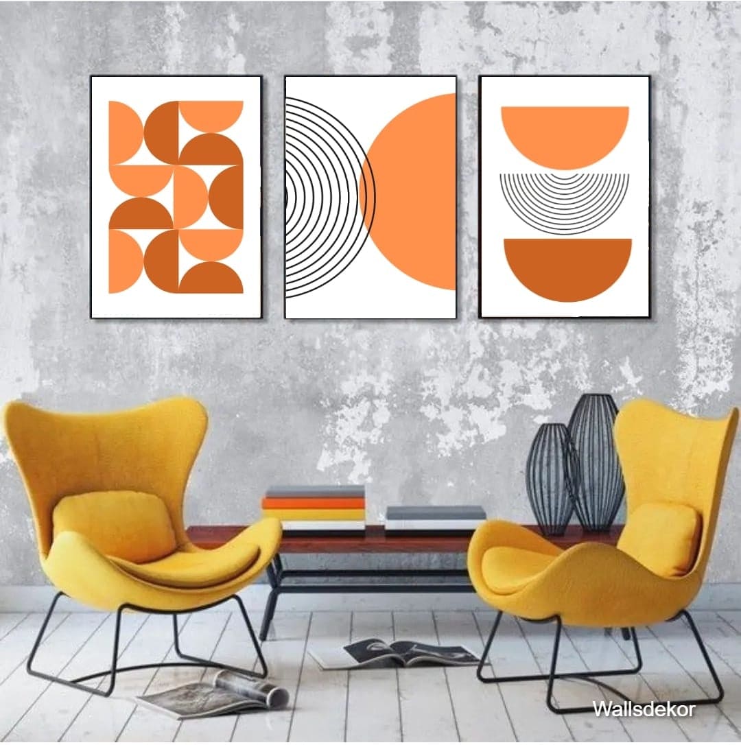 Orange & White Wall Frame - Set of Three