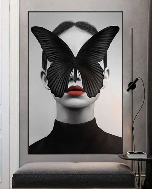 Fashion Black Butterfly Wall Frame Walls Dekor 