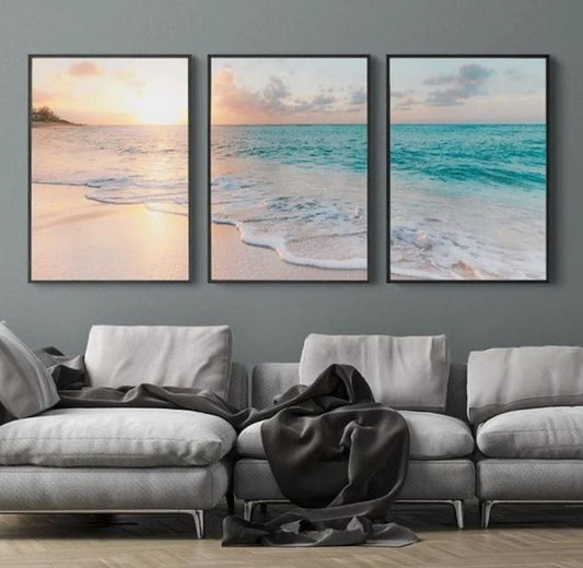 Beach Sunset Wall Frame - Set of Three